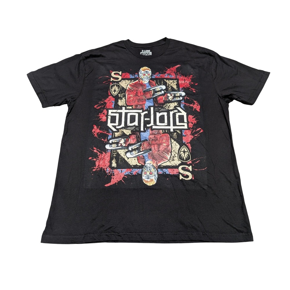 Marvel T Shirt‎ Mens XL Black Star-Lord Guardians of the Galaxy Red Chapter